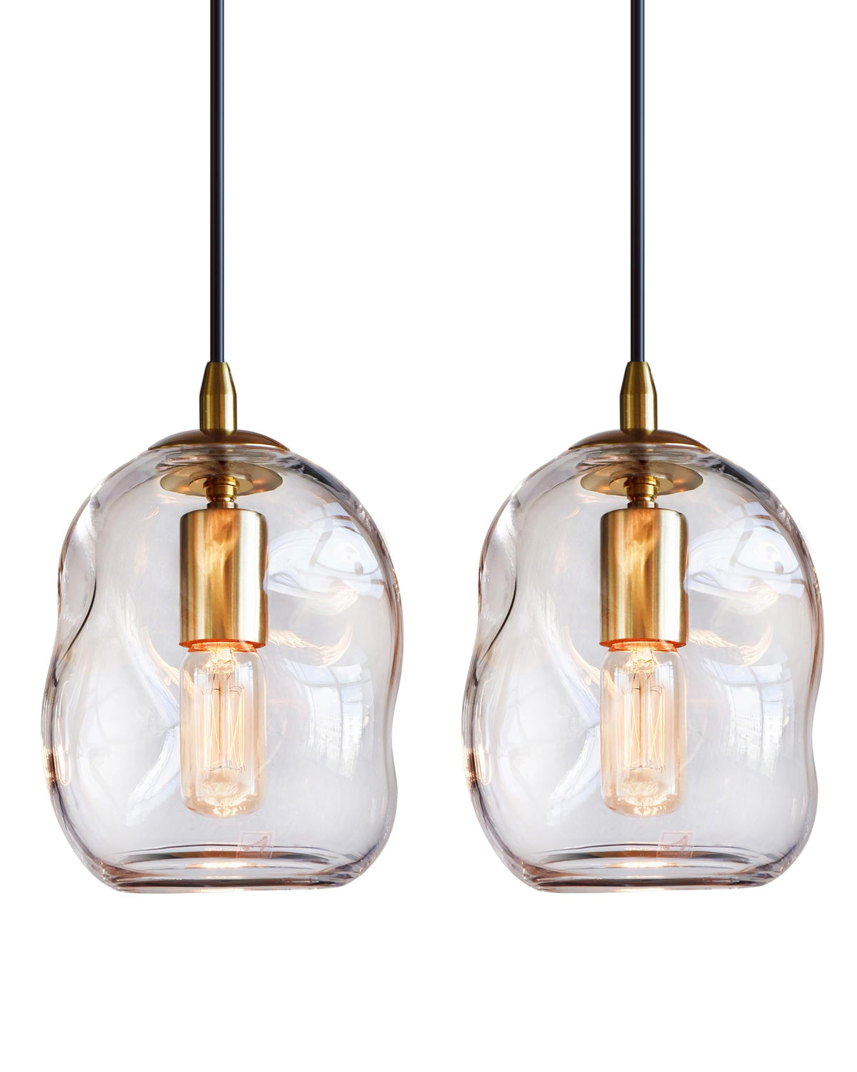 CASAMOTION pendant light with clear glass globe for kitchen island, two-pack setup