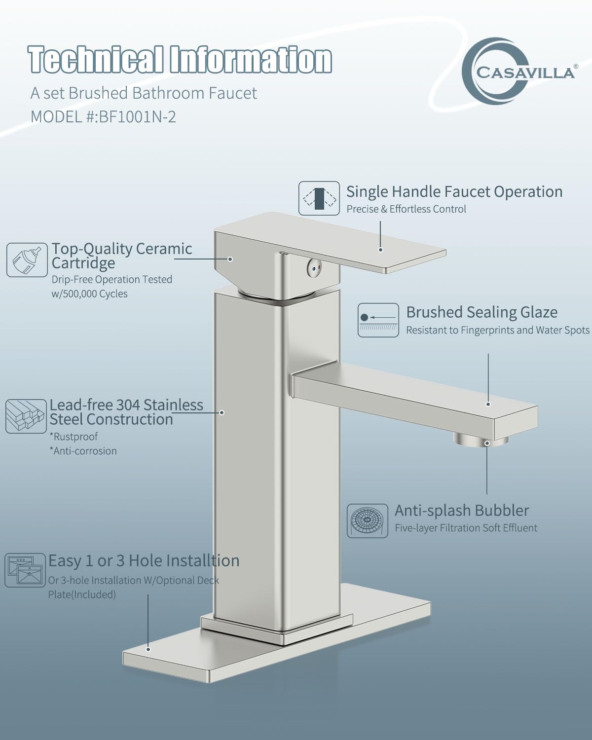 Casavilla compatibility for 1-hole or 3-hole sinks