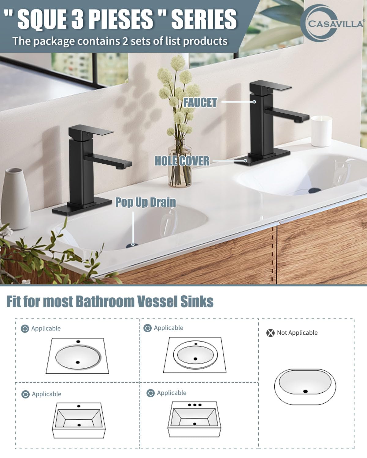 Casavilla bathroom faucet with pop-up drain showcases modern functionality