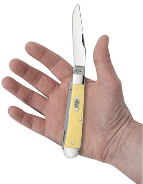 Case XX WR pocket knife yellow synthetic trapper spey blade ideal for detail work.