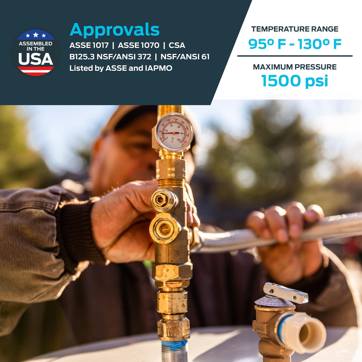 Cash Acme lead-free DZR brass housing emphasizes durable construction
