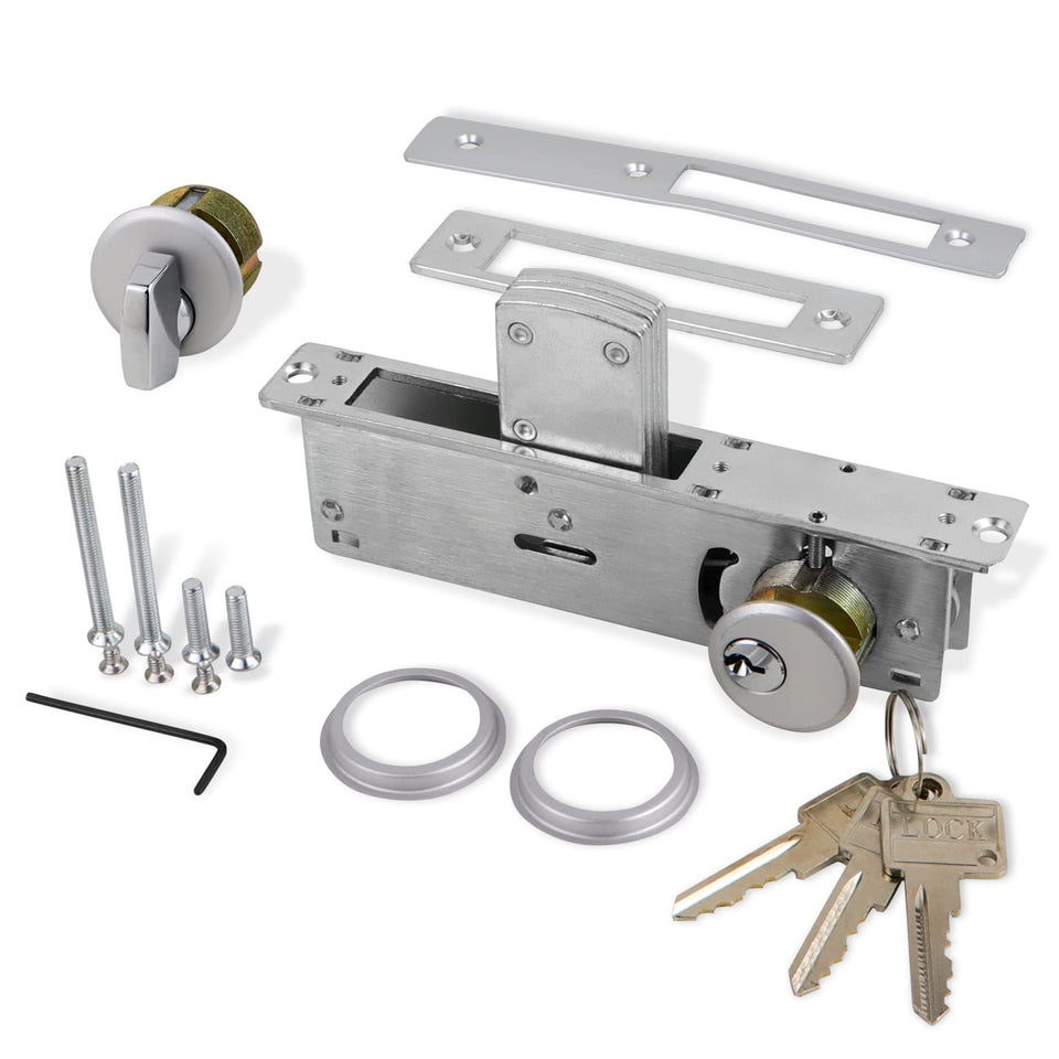 Casmer storefront mortise lock faceplate shows sturdy hardware for secure entries.