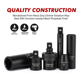 CASOMAN reducer adapter 1/2 to 3/8 supports mixed-tool setups.