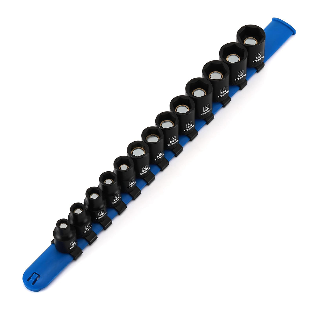 CASOMAN 13 piece 38drive set front view with magnetic retention for fasteners