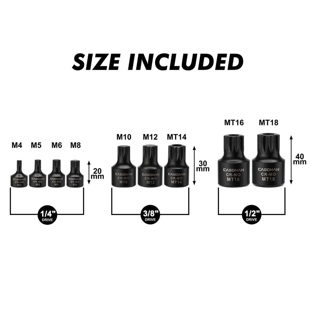 CASOMAN 1/4 inch drive bits M4 to M8 for compact fastening tasks