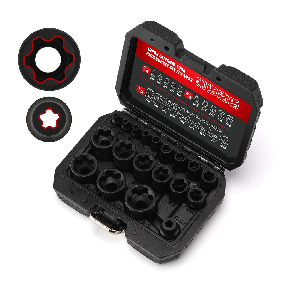 Casoman 19pcs EP socket set in case for organized tool storage and quick access