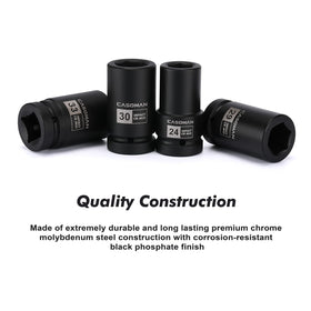 The CASOMAN 33mm deep socket provides solid grip on large fasteners.