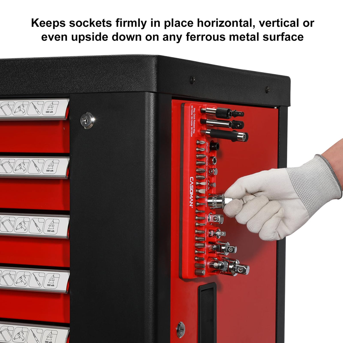 CASOMAN accessory holder magnets keep adapters and bits securely in place