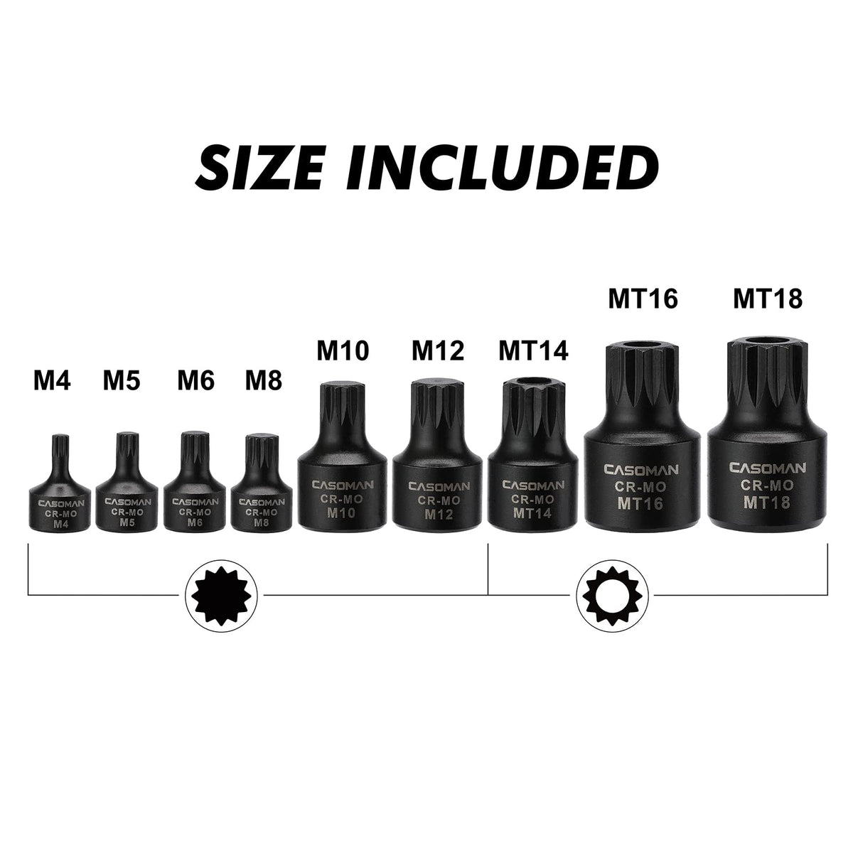CASOMAN 3/8 inch drive bits M10 to MT14 for versatile maintenance work