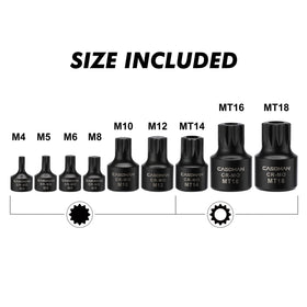 CASOMAN 3/8 inch drive bits M10 to MT14 for versatile maintenance work