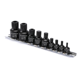 CASOMAN 9-piece low profile bit set with rail for organized storage and easy access