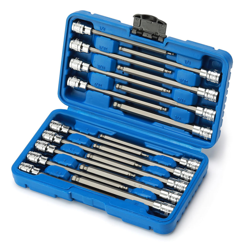 CASOMAN 18-piece ball-end hex sockets set for versatile multi-angle access