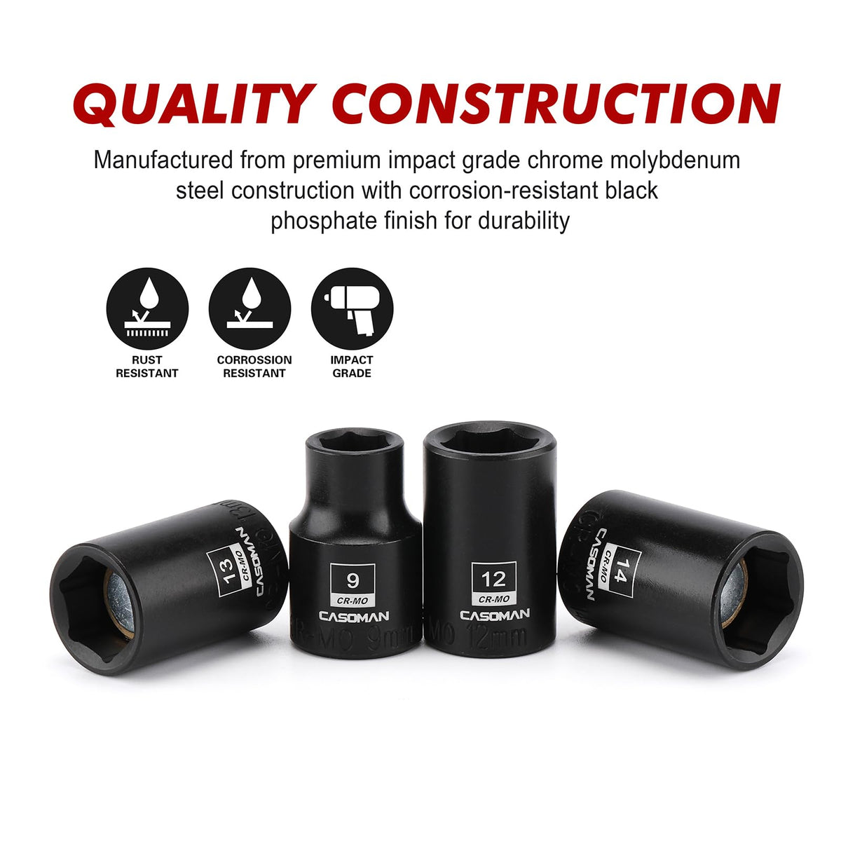 CASOMAN corrosion resistant black phosphate finish keeps tools pristine