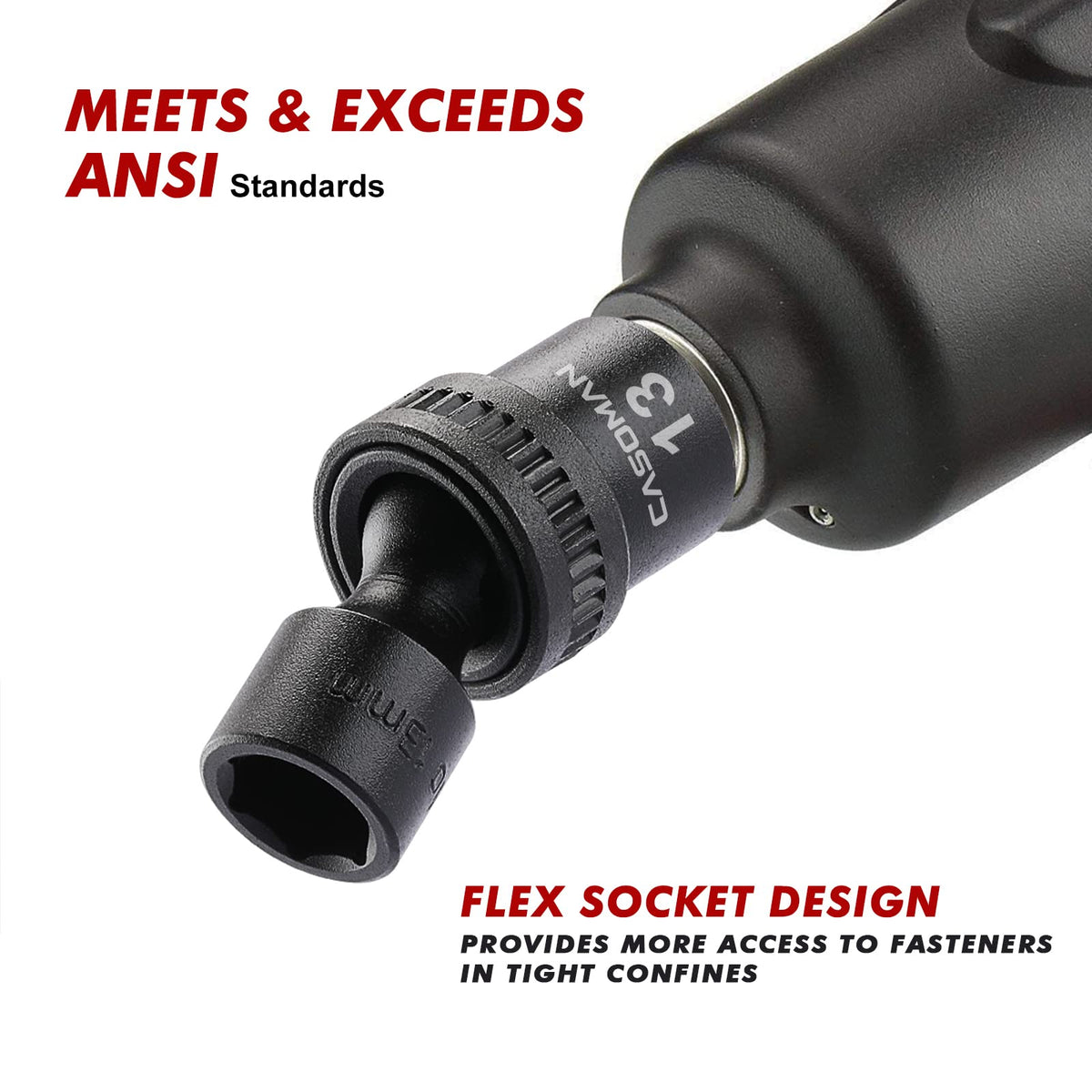 CASOMAN heavy-duty blow molded case keeps sockets secure and portable.