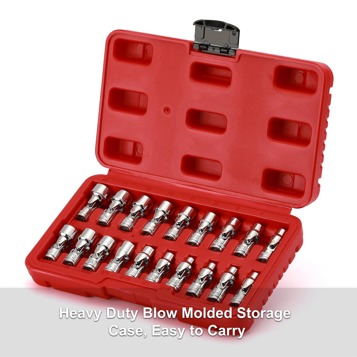 CASOMAN compact storage case keeps sockets organized for quick setups.