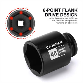 Drop-forged CR-MO steel with textured finish on CASOMAN socket
