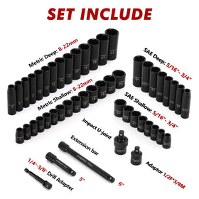 CASOMAN deep 6-point sockets with laser-etched sizes for quick identification.