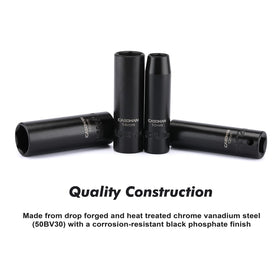 CASOMAN drop-forged chrome vanadium steel sockets for lasting durability.