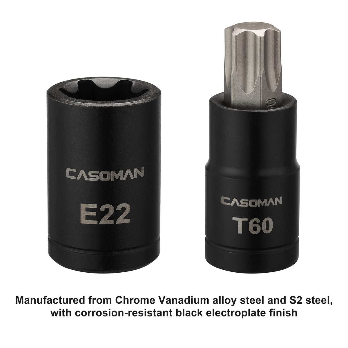 CASOMAN E-Torx sockets 1-4 drive E4–E8 for precision fits