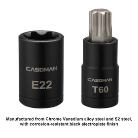 CASOMAN E-Torx sockets 1-4 drive E4–E8 for precision fits