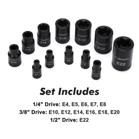 CASOMAN E-Torx sockets 3-8 drive E10–E20 for everyday tasks
