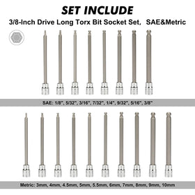 Long-reach CASOMAN hex bit sockets enabling deep fastener access