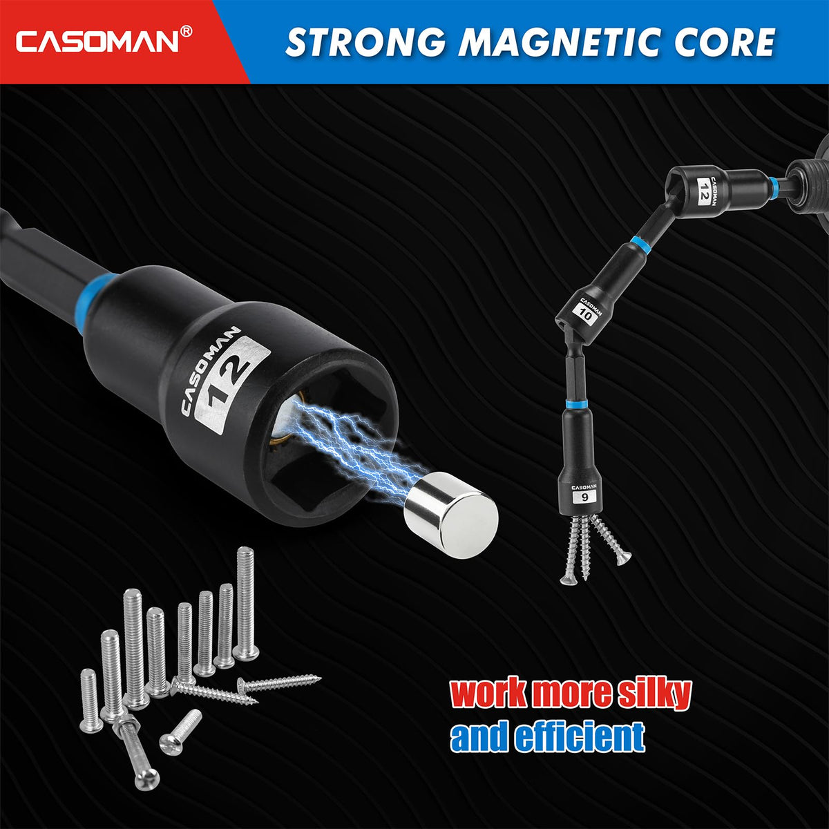 Casoman laser-etched size markings aid quick identification.