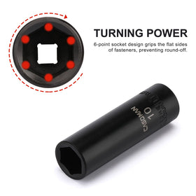 CASOMAN sockets with laser-etched size markings for easy identification in dim light