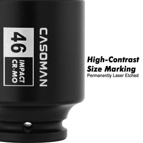 Permanent laser-etched size markings on CASOMAN socket for quick sizing