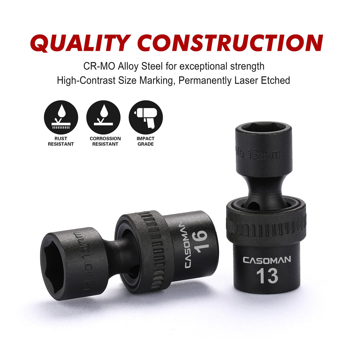 CASOMAN size-laser markings stay legible in dim light for quick selection.