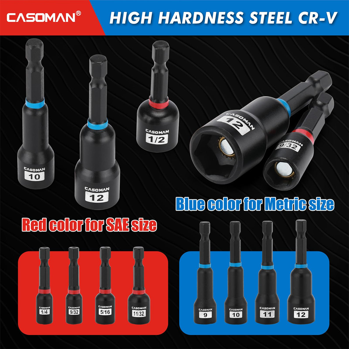 Casoman magnet keeps screws in place during work.