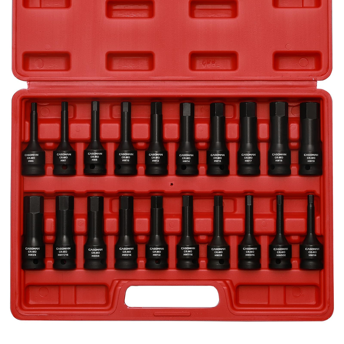 CASOMAN half-inch drive hex bit set case organized for quick access