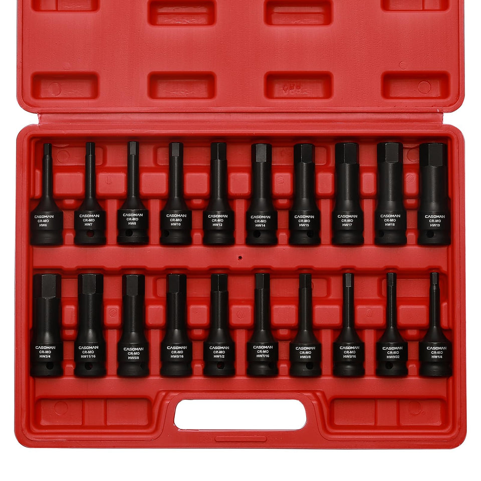CASOMAN half-inch drive hex bit set case organized for quick access