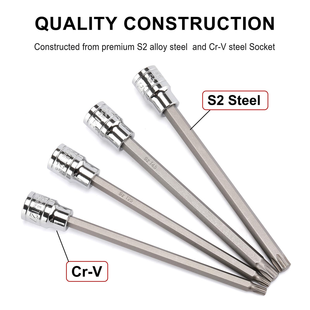 Casoman S2 steel bits close-up showing hardness and longevity.