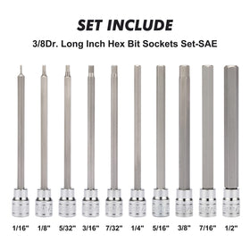Casoman SAE sizes 1/16 to 1/2 for versatile fastener access.