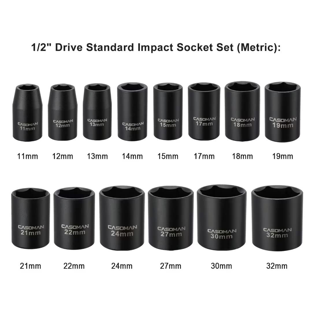 CASOMAN shallow impact socket 13mm for precise grip in machinery repairs
