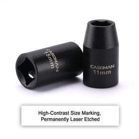 CASOMAN shallow impact socket 19mm supports heavy-duty fastener removal