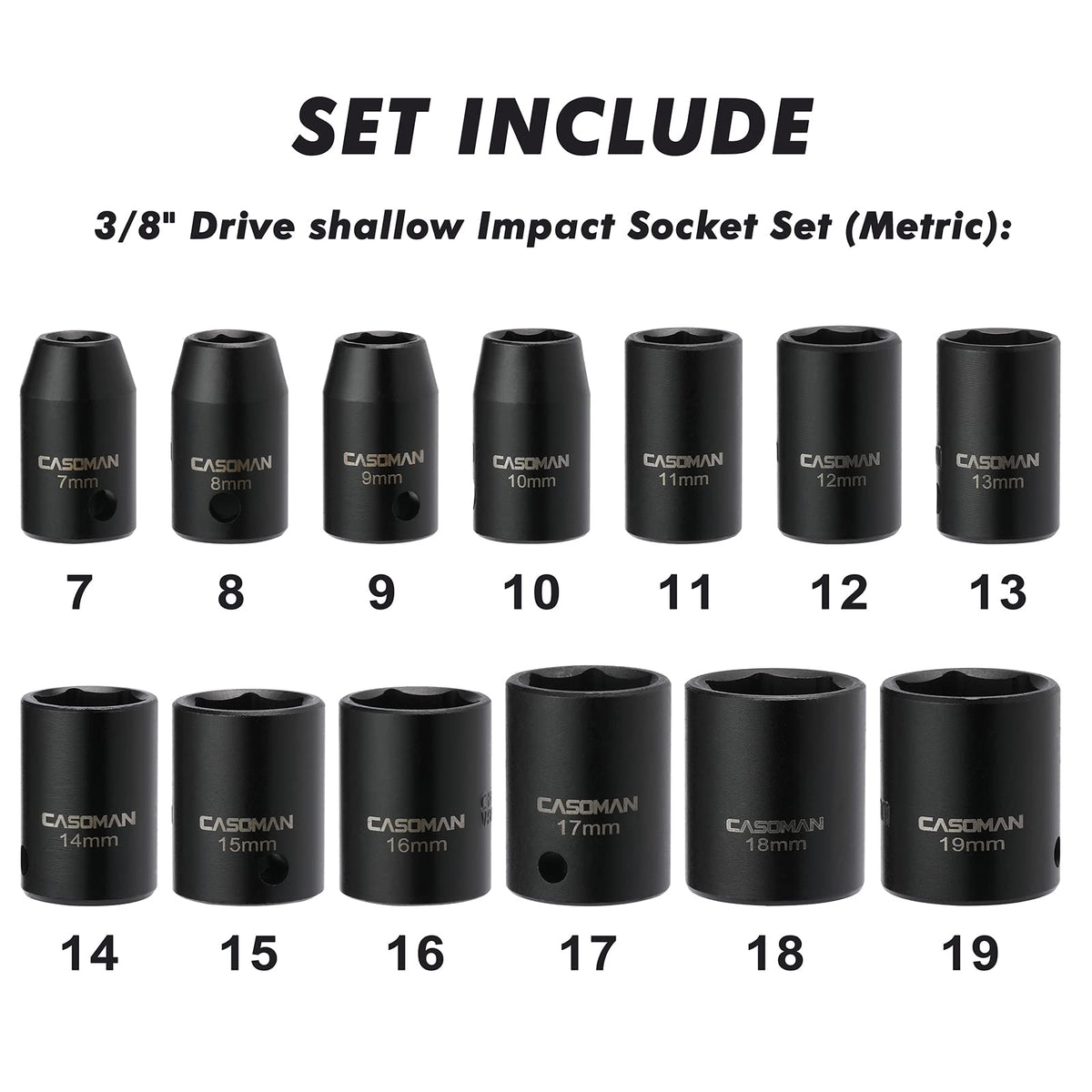 CASOMAN six-point flank-drive sockets grip fasteners securely during use