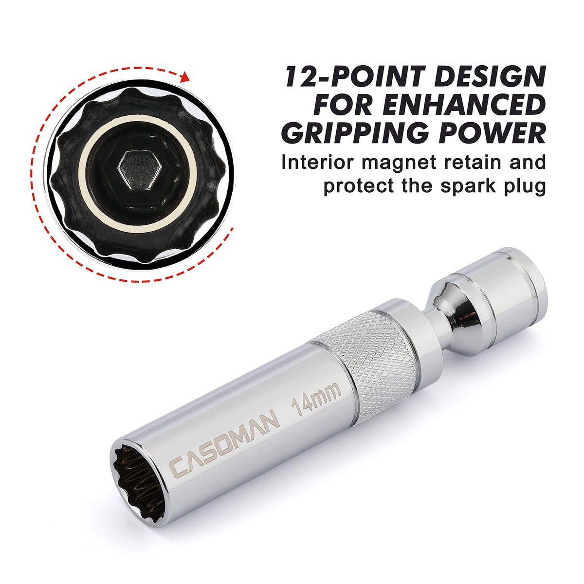 CASOMAN 5/8 spark plug socket improves grip on stubborn plugs