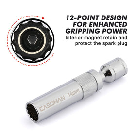 CASOMAN 5/8 spark plug socket improves grip on stubborn plugs