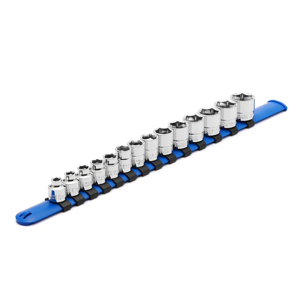CASOMAN stubby socket set in 3/8 drive for tight-space projects.