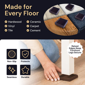 CasterMaster brown rubber pad offers a snug fit on varied furniture legs.