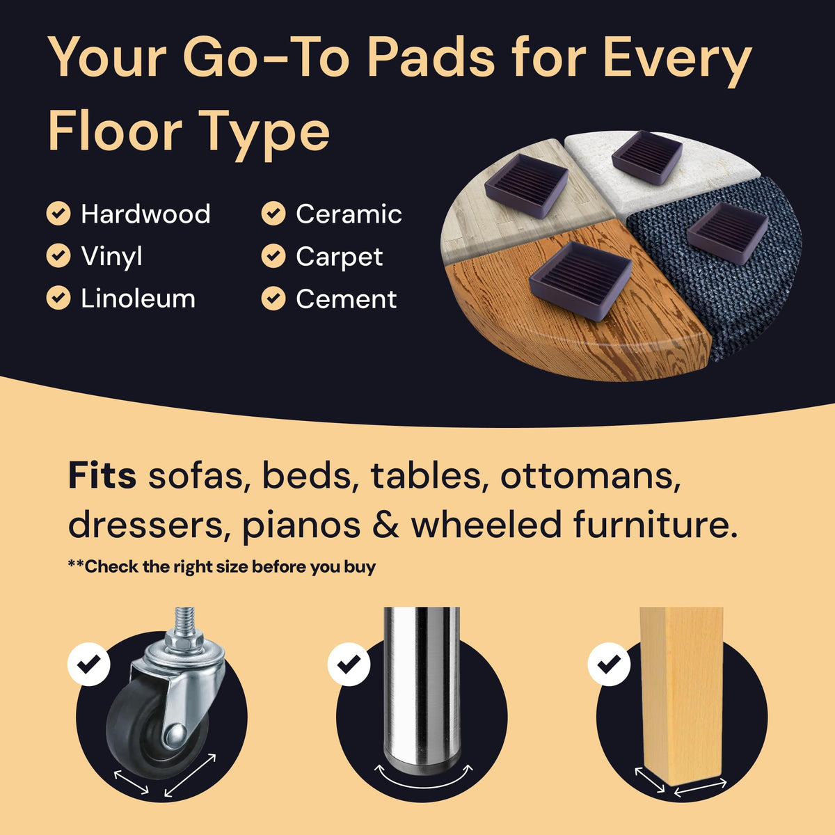 CasterMaster pads on hardwood floor protect surfaces while moving furniture
