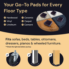 CasterMaster pads on hardwood floor protect surfaces while moving furniture