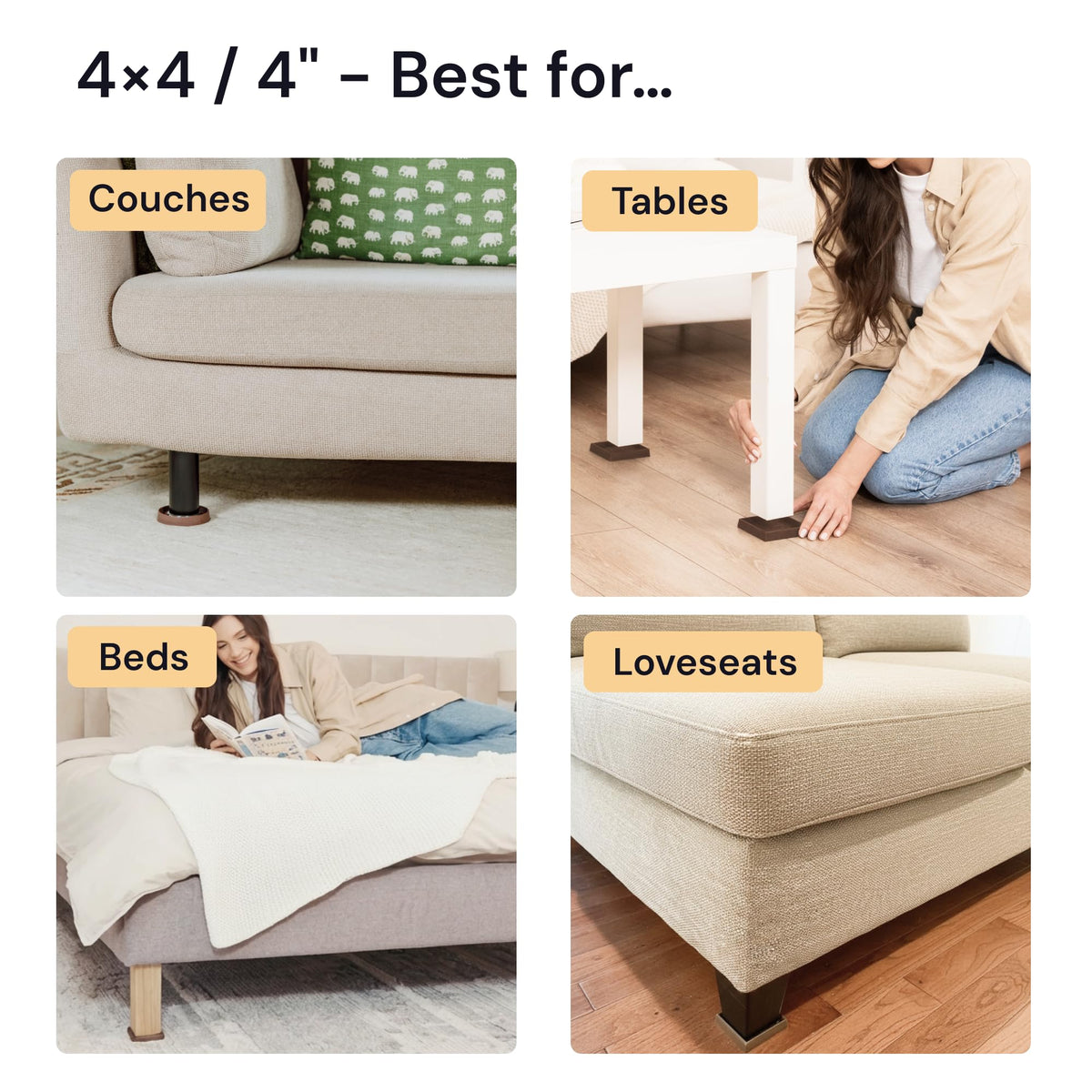 CasterMaster heavy-duty rubber construction supports heavy furniture without flattening
