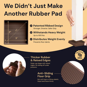 CasterMaster non-slip furniture pad on chair leg preventing sliding on smooth floors