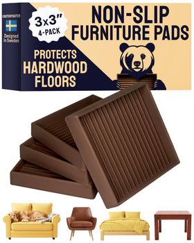 CasterMaster non-slip pad on chair leg provides floor protection and stability.