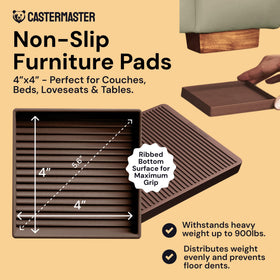 CasterMaster rubber caster cups protect hardwood and tile floors from scratches