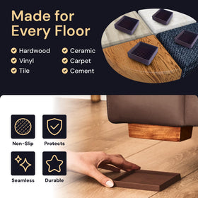 CasterMaster tool-free installation for quick setup under furniture legs