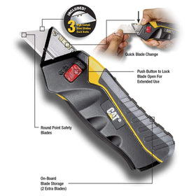 CAT Safety Knife with squeeze handle enabling controlled blade extension.